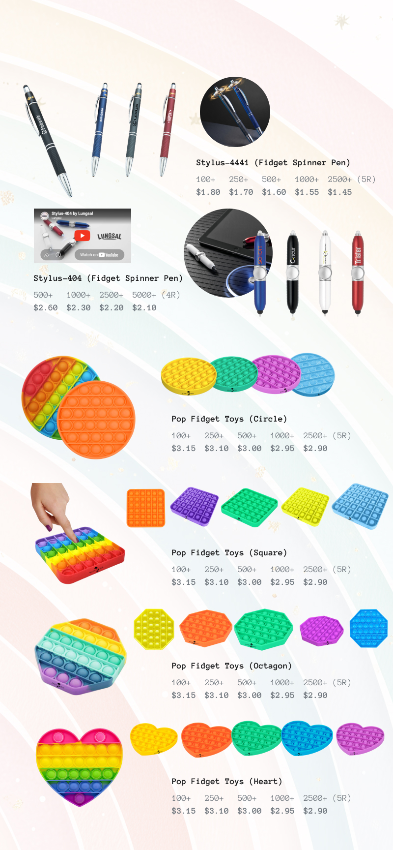Lungsal's Fidget Spinner Pens and Toys